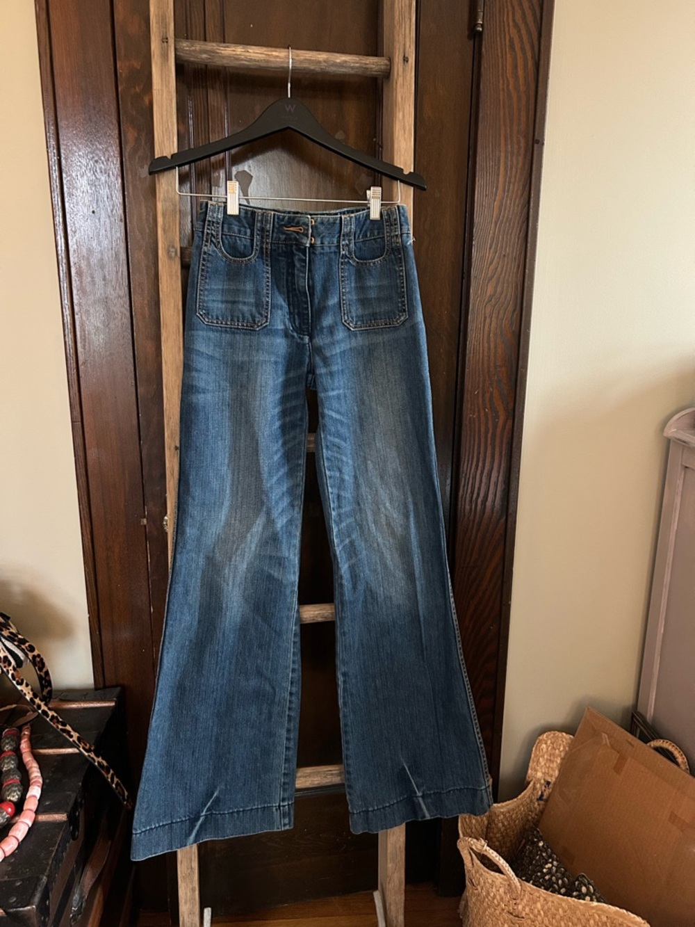 3.1 Phillip Lim Mid Rise Wide-Leg Flare Jeans, size 0, worn 1x, washed